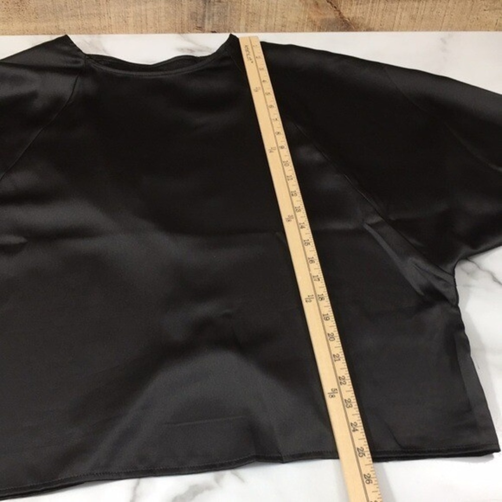 Asos‎ Black Wrap Back Top Womens 14 Dolman Long Sleeve Tee Open Split Back - Picture 11 of 12
